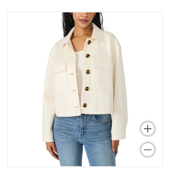 Steve Madden Women's Faux Suede Crop Jacket Cream New - Picture 2 of 4